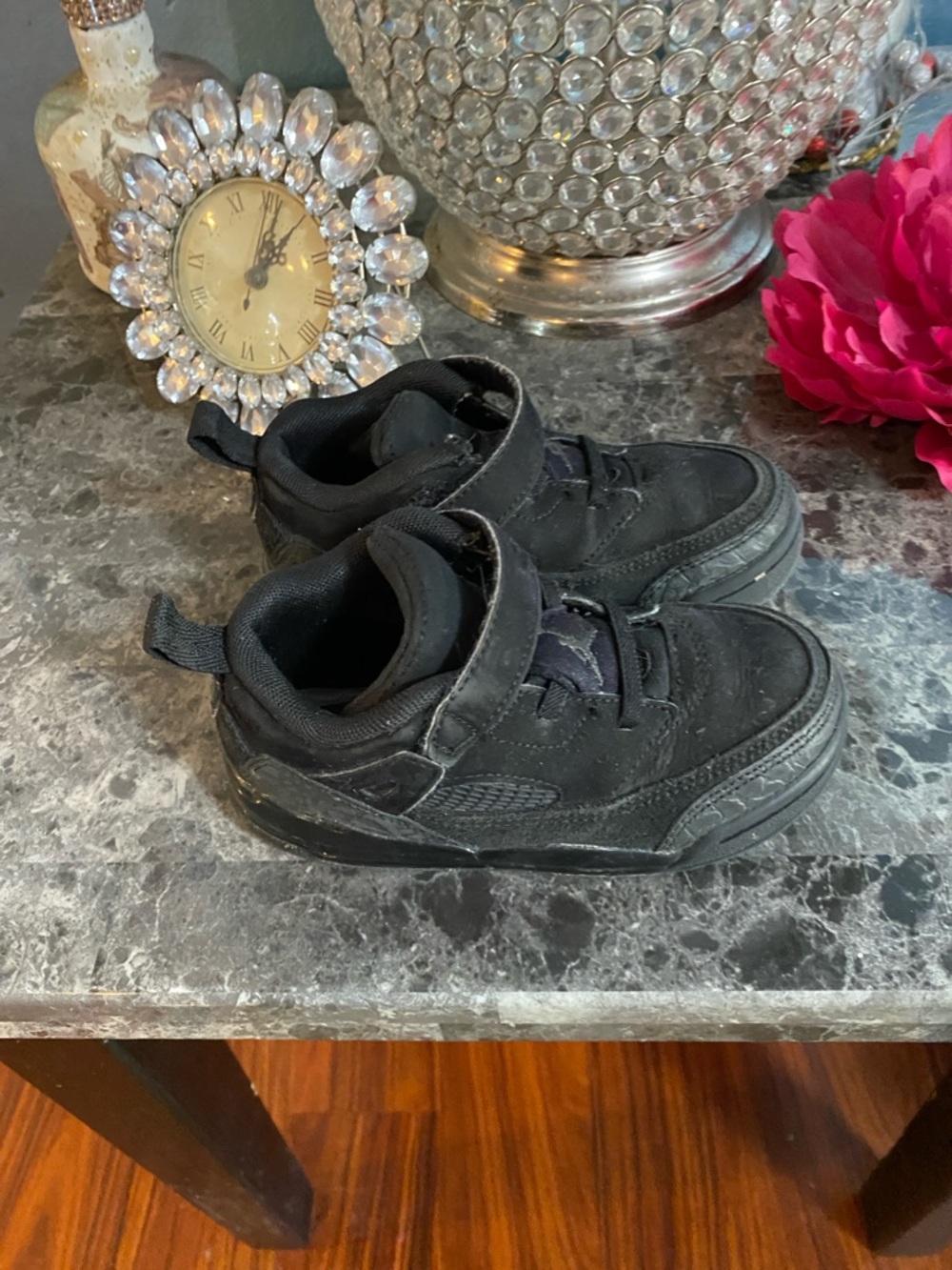 Jordan Kids' Black Athletic Sneakers with Hook-and-Loop Strap